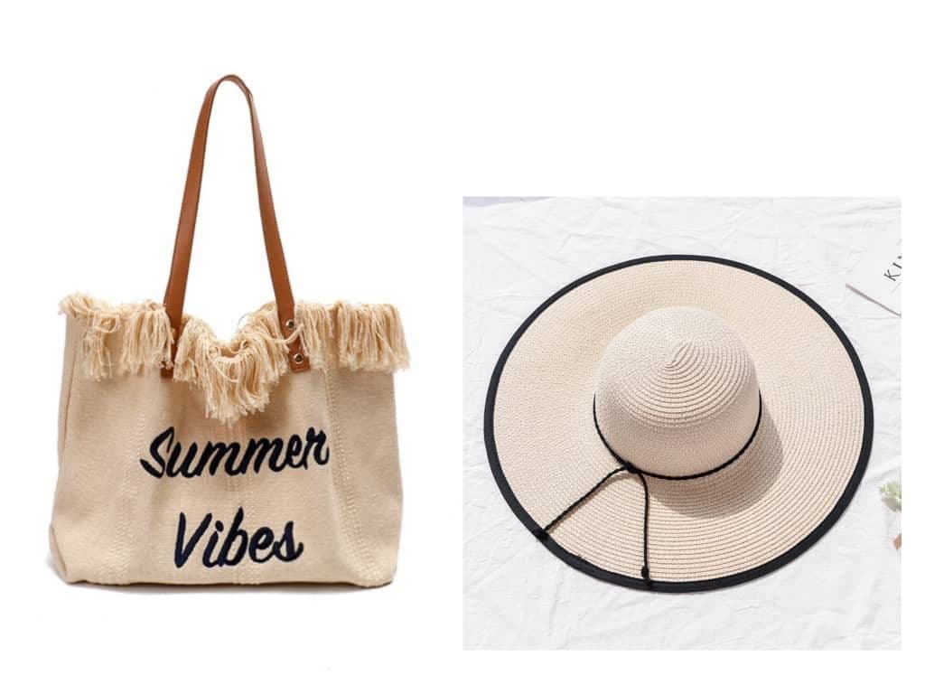 Summer vibes tote bag with hat