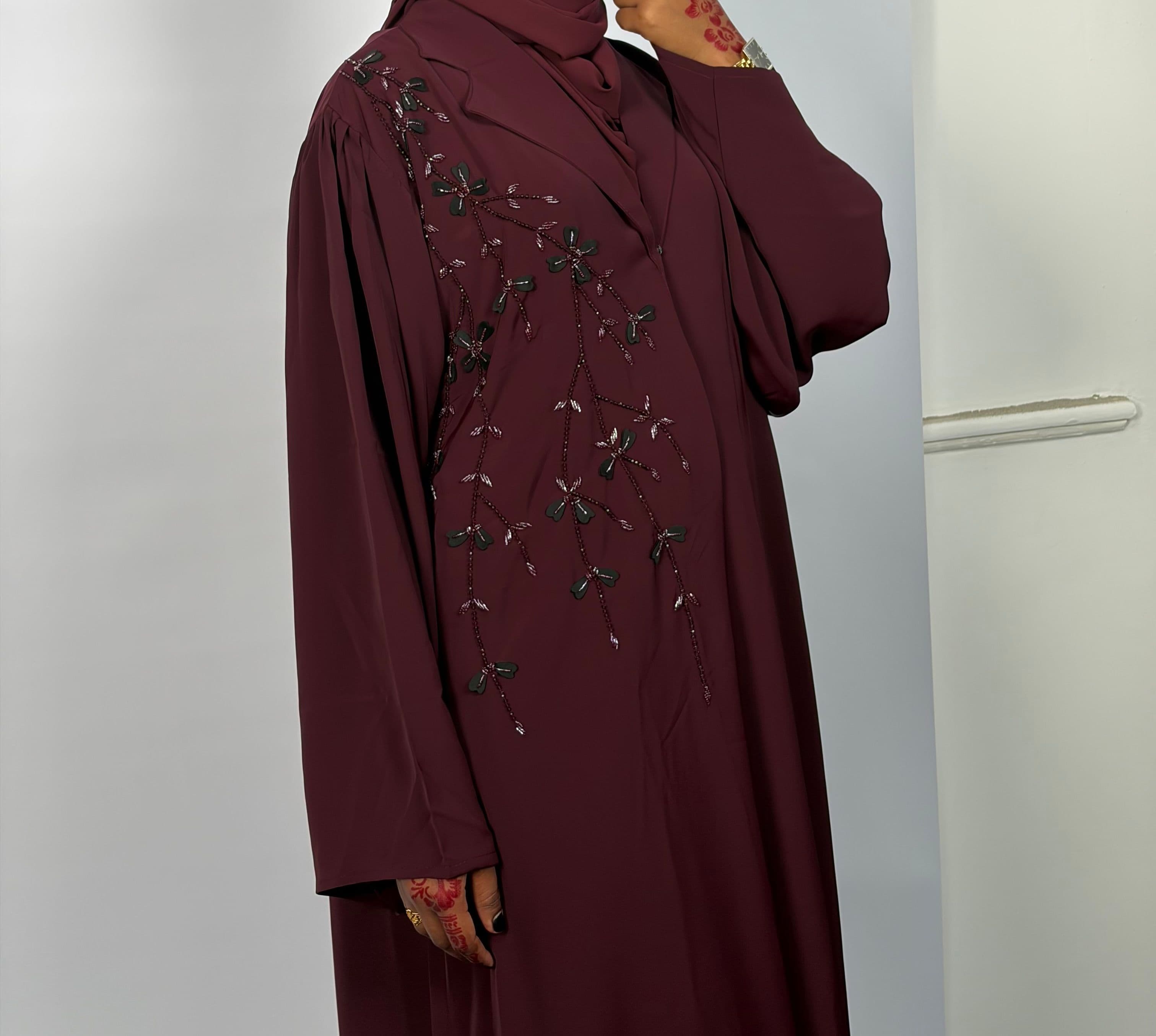 Liyan maroon abaya  - Maroon