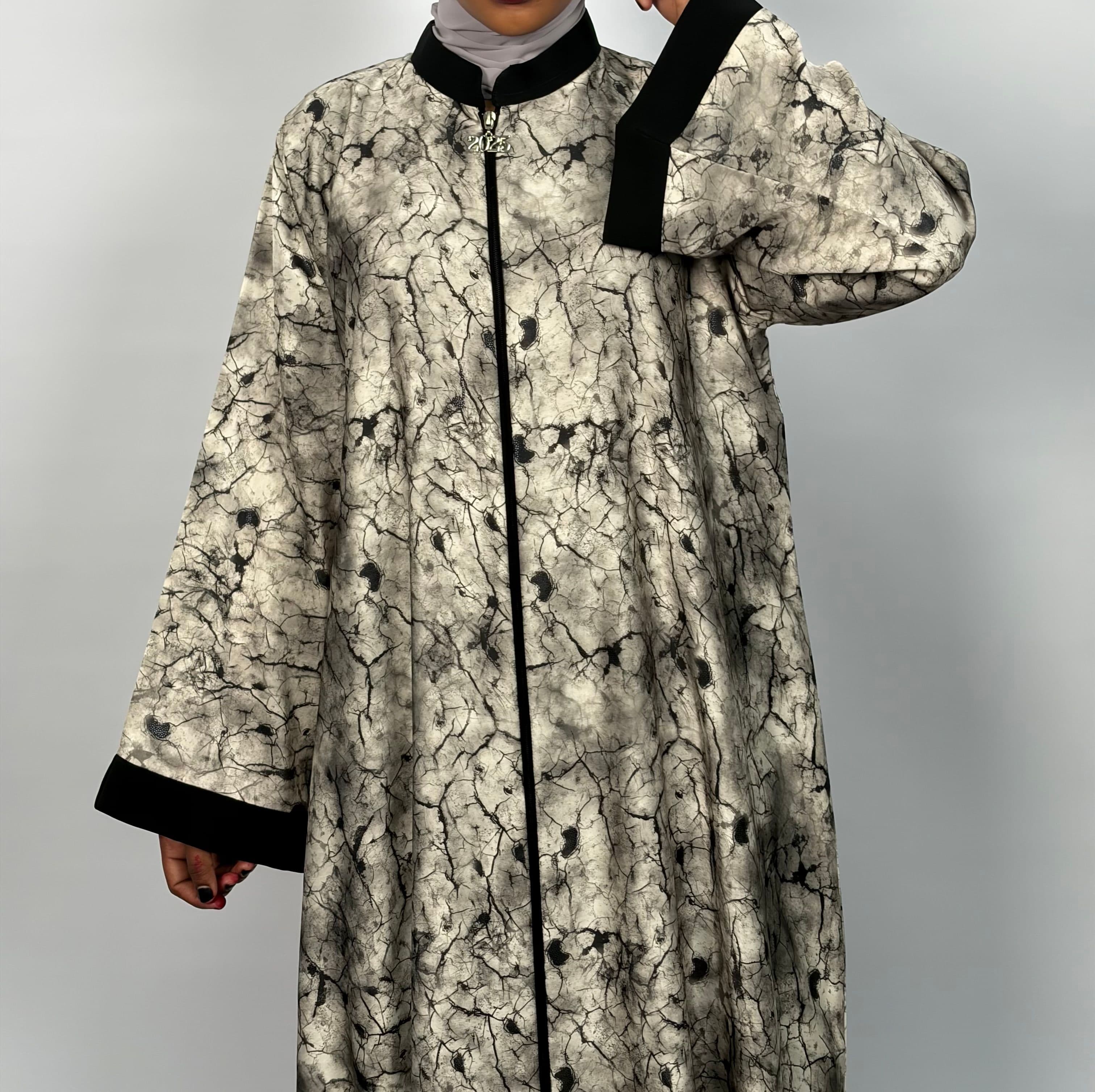 Marble Mist Zipper abaya